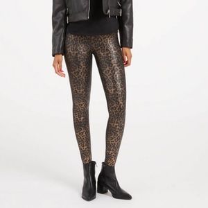 SPANX Faux Leather Leopard Leggings sz medium NWOT